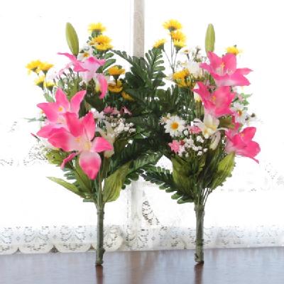 ユリの仏様の花束 一対 造花 仏花 Ct触媒 お供え お悔やみの造花 シルクフラワーの山久