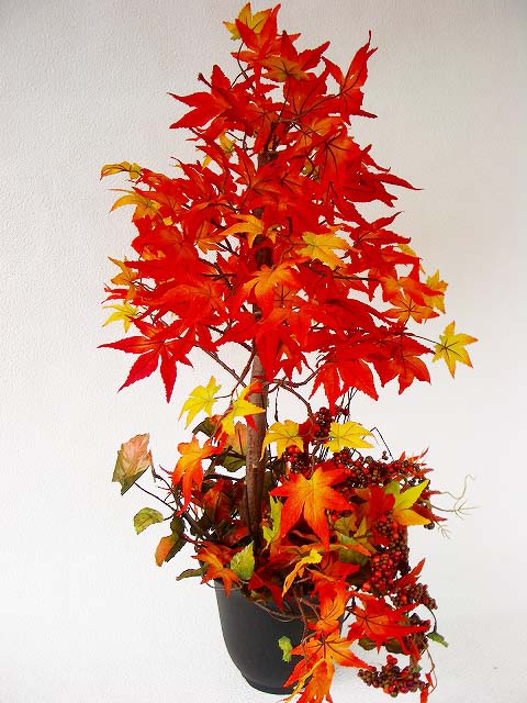 造花 もみじの鉢植えディスプレーアレンジS65 観葉植物 紅葉 CT触媒 