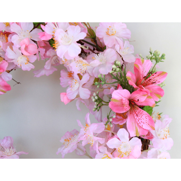 造花 桜とアルストロメリアのリース シルクフラワー CT触媒