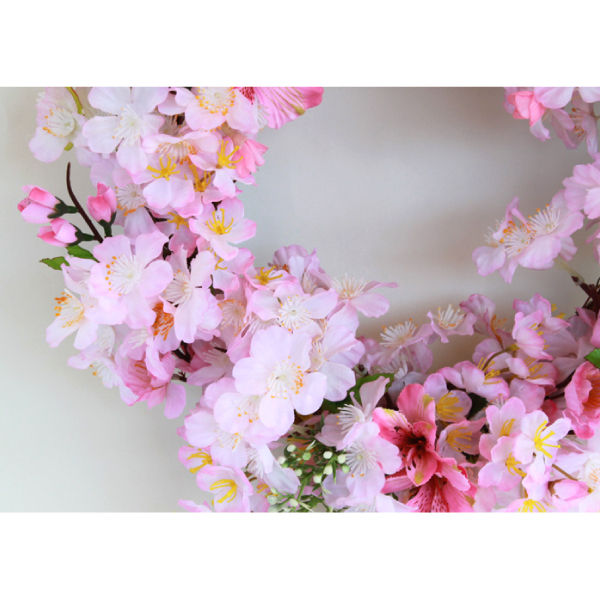 造花 桜とアルストロメリアのリース シルクフラワー CT触媒