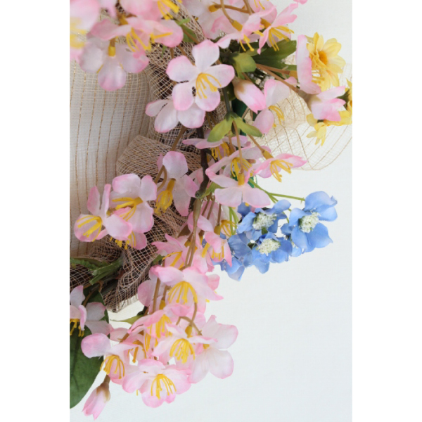 桜 造花 ボリュームのある桜のリース シルクフラワー CT触媒