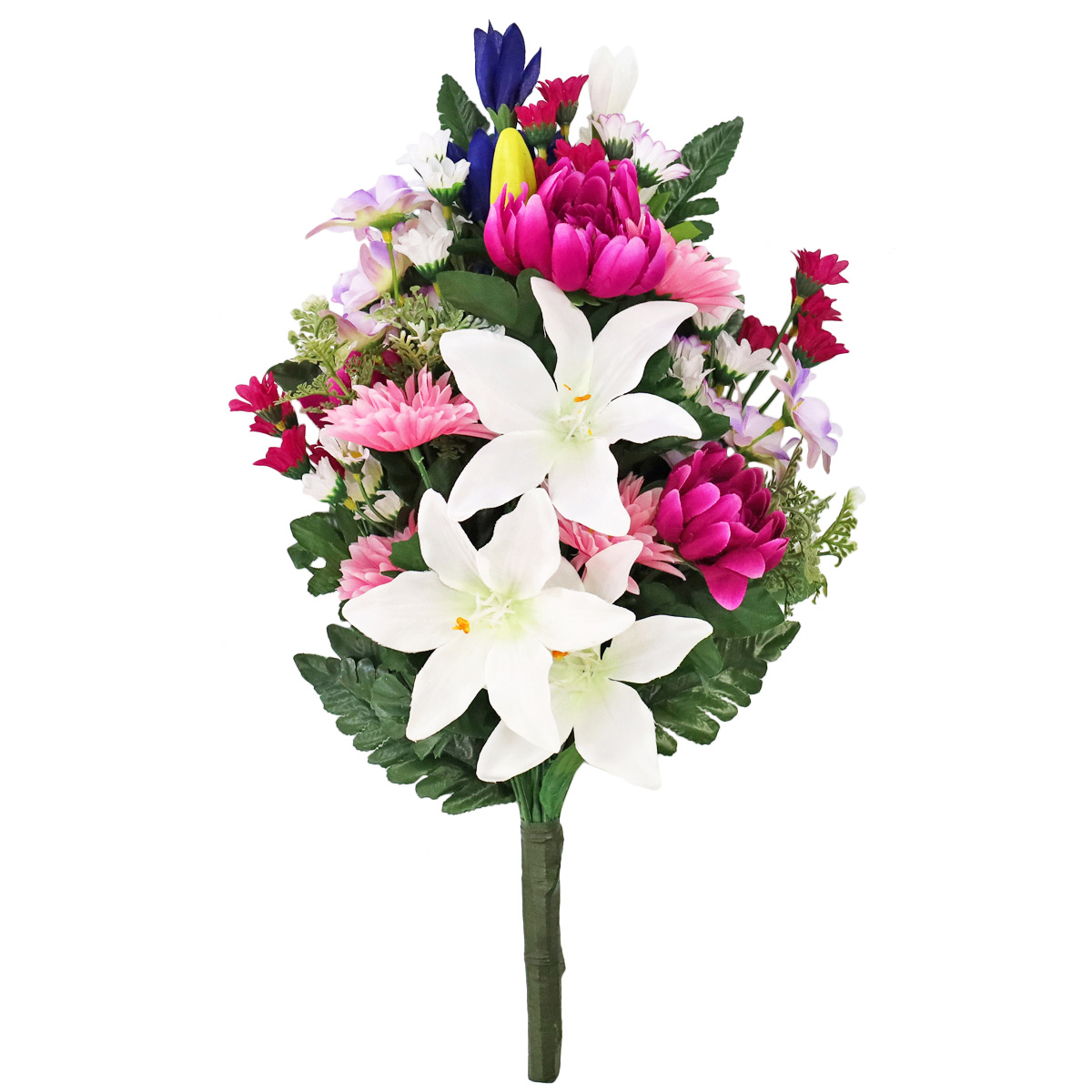 ユリとりんどうと小菊の花束 一本 造花 仏花 CT触媒